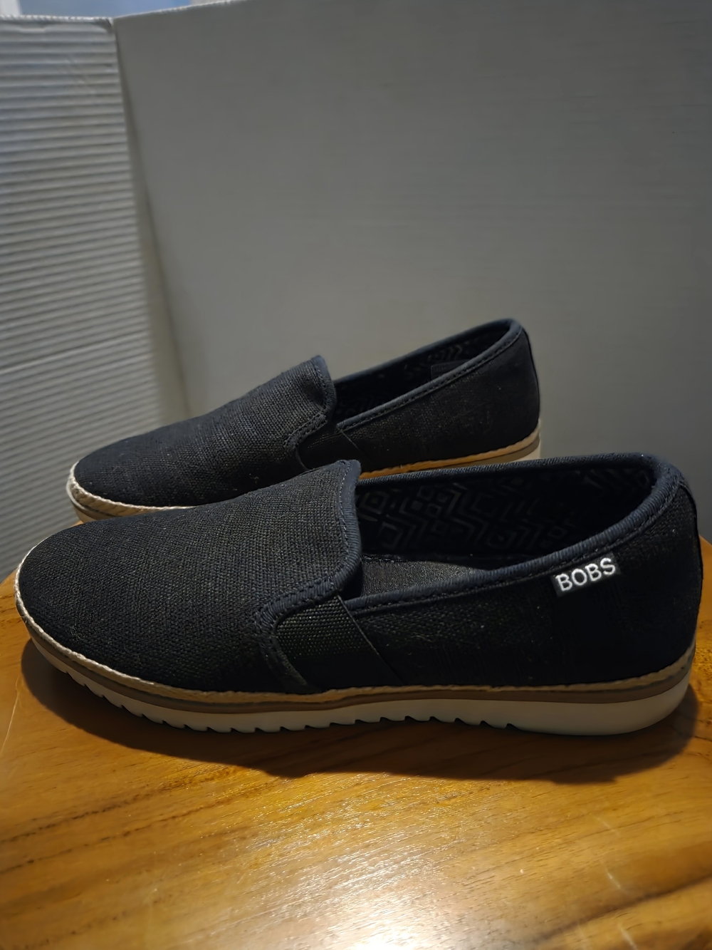 BOBS from Skechers Black Canvas Slip-On Sneakers with Natural Trim - Picture 2 of 3